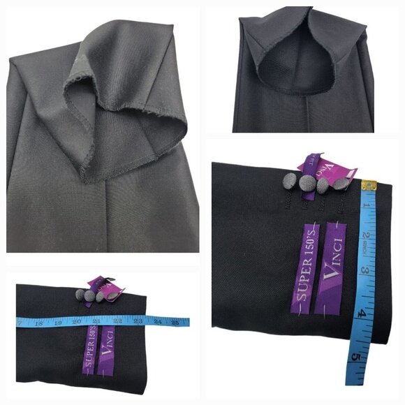 VINCI Suit Men's Size 34Rx28R Black Sharkskin Banded Collar Slim Fit Tuxedo - Picture 11 of 13